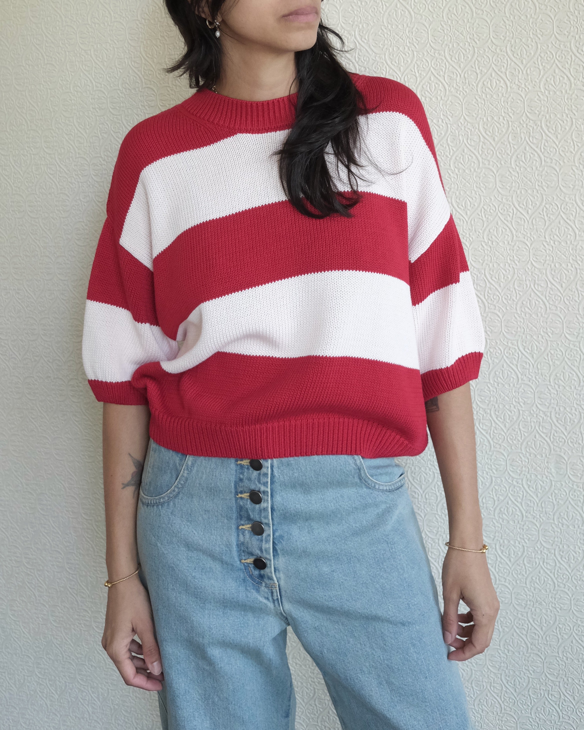Pattie Sweater, Red Stripes