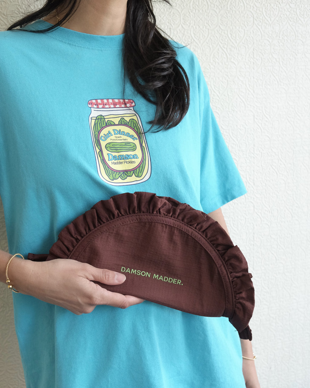 Ruffle Half Moon Makeup Bag, Chocolate