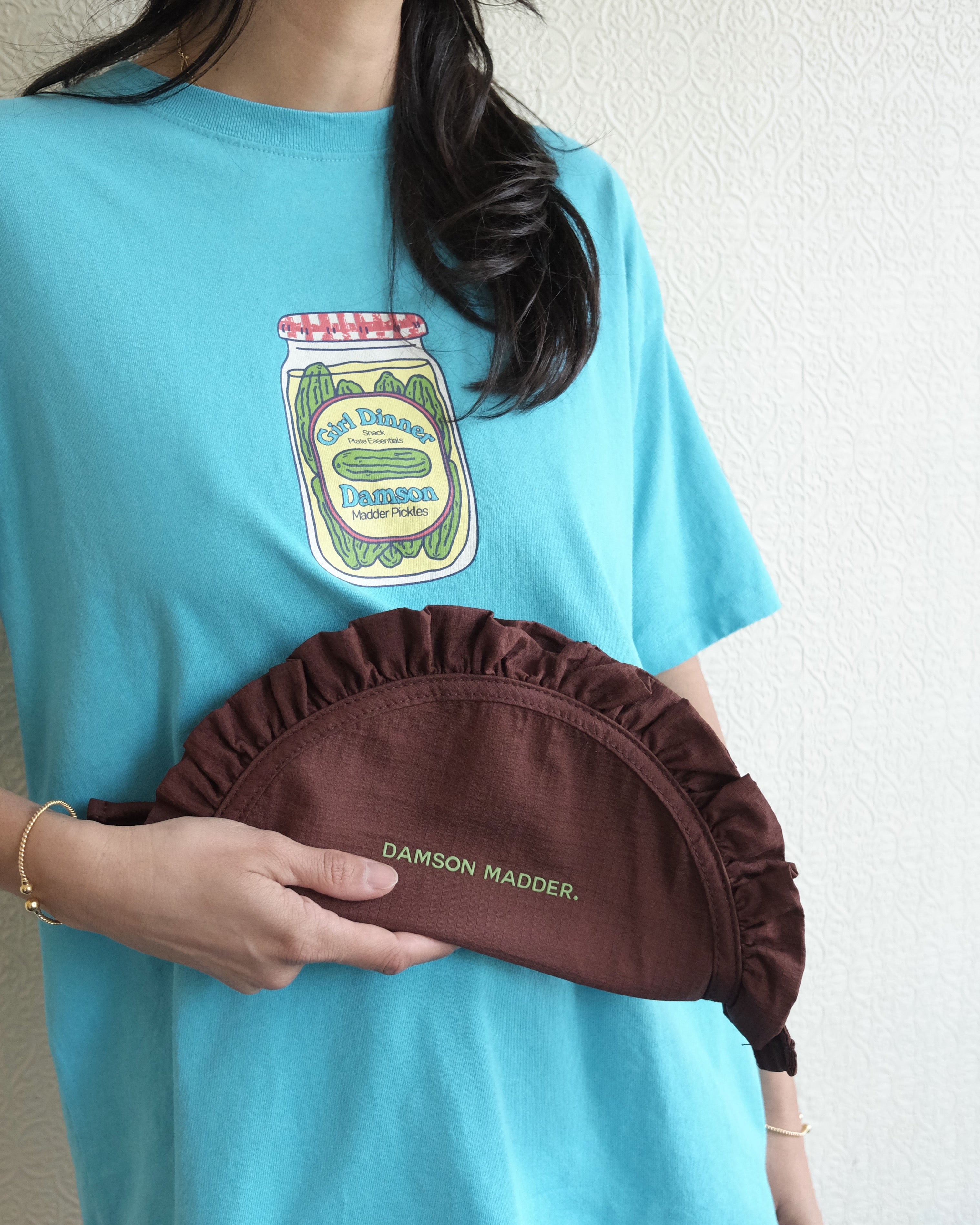 Ruffle Half Moon Makeup Bag, Chocolate