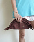 Ruffle Half Moon Makeup Bag, Chocolate