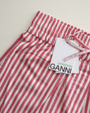 GANNI Stripe Cotton Shorts, Barbados Cherry