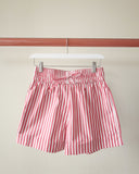 GANNI Stripe Cotton Shorts, Barbados Cherry