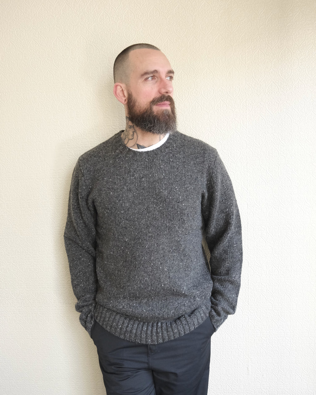 Thick Sweater, Black Fleck