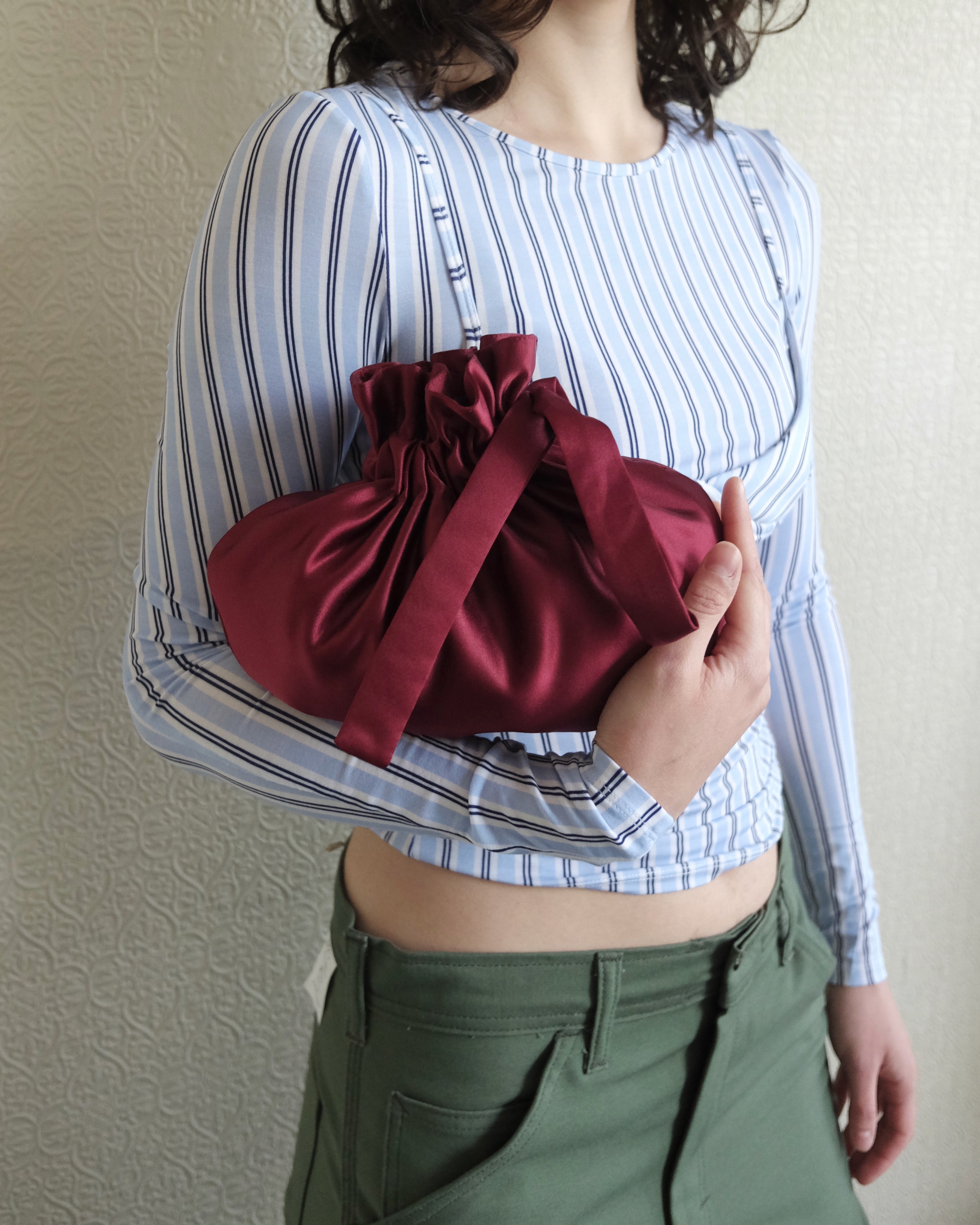 Dumpling Bag, Bordeaux Satin
