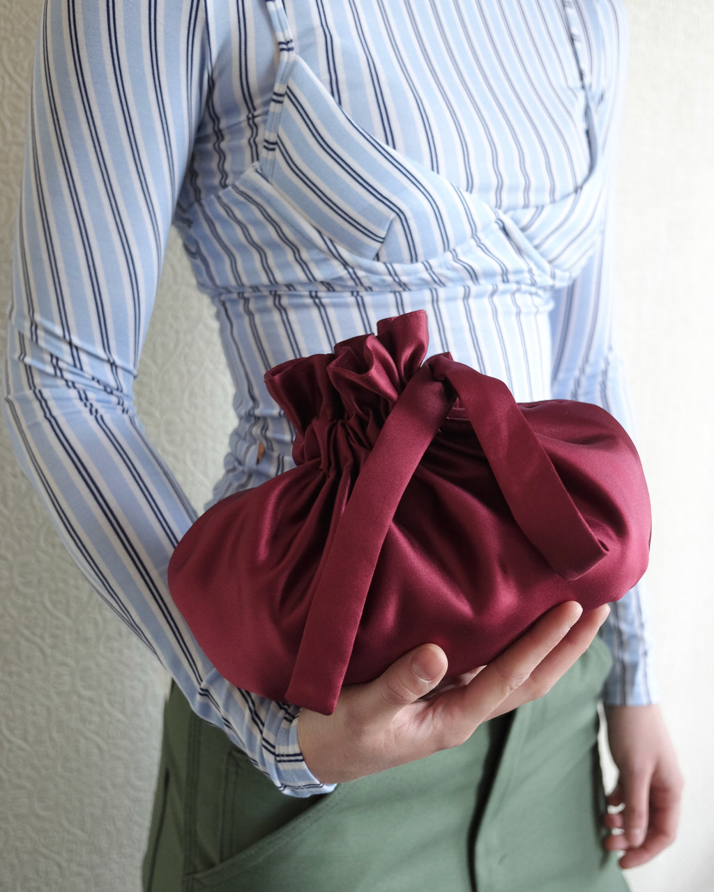 Dumpling Bag, Bordeaux Satin