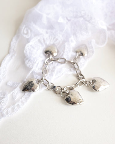 Heart Burn Bracelet, White Bronze Plate