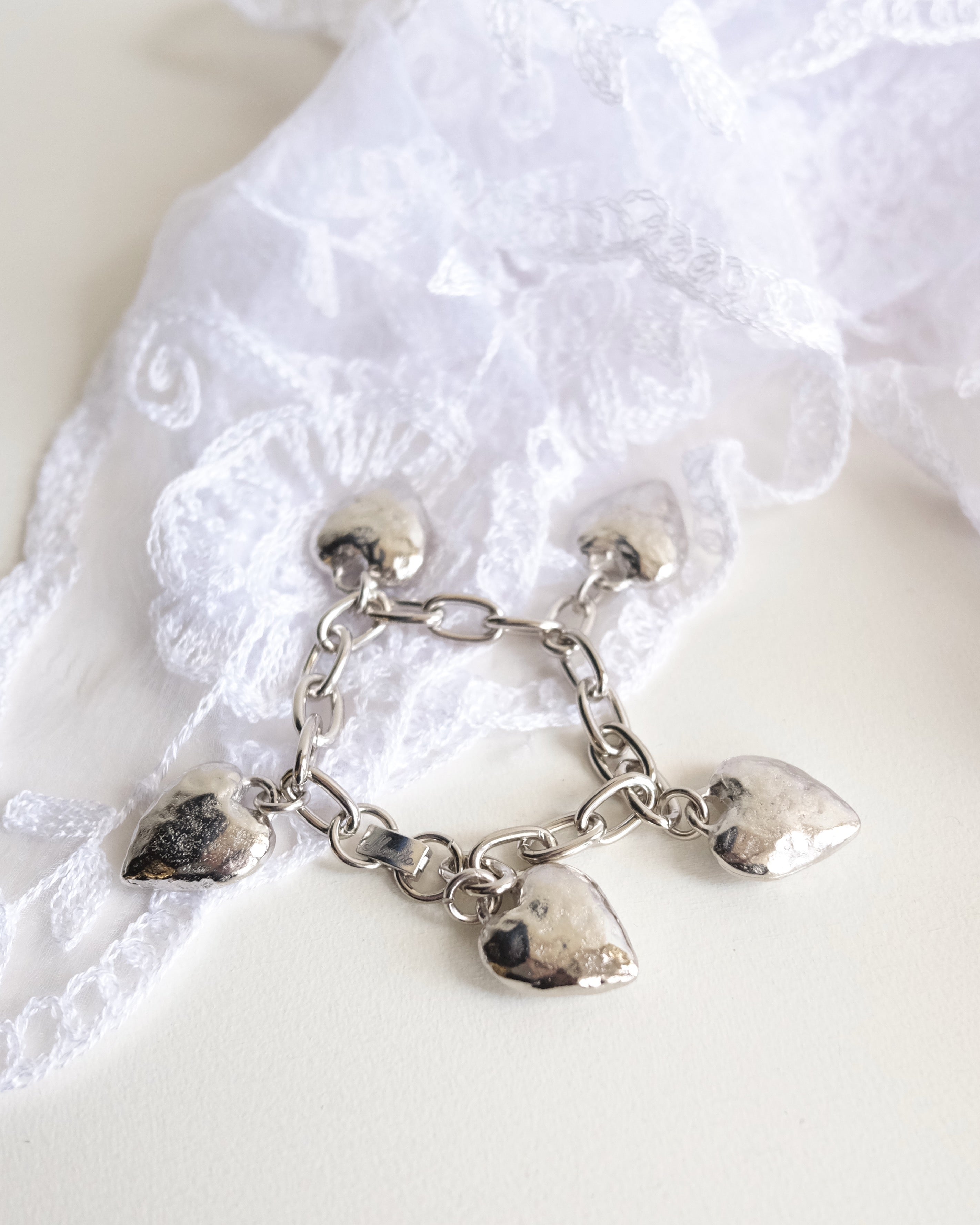 Heart Burn Bracelet, White Bronze Plate