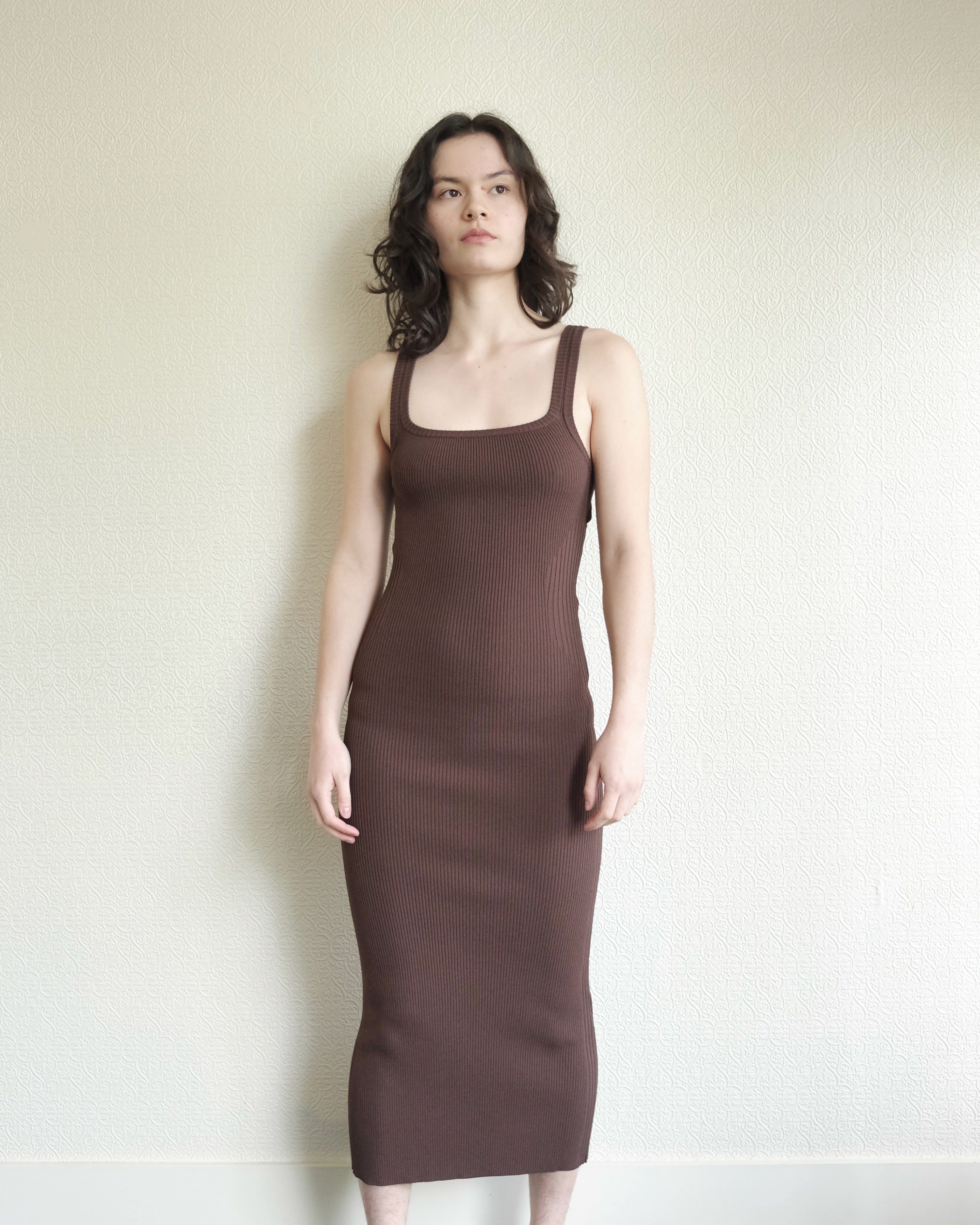 Erina Knit Dress, Coffee Brown