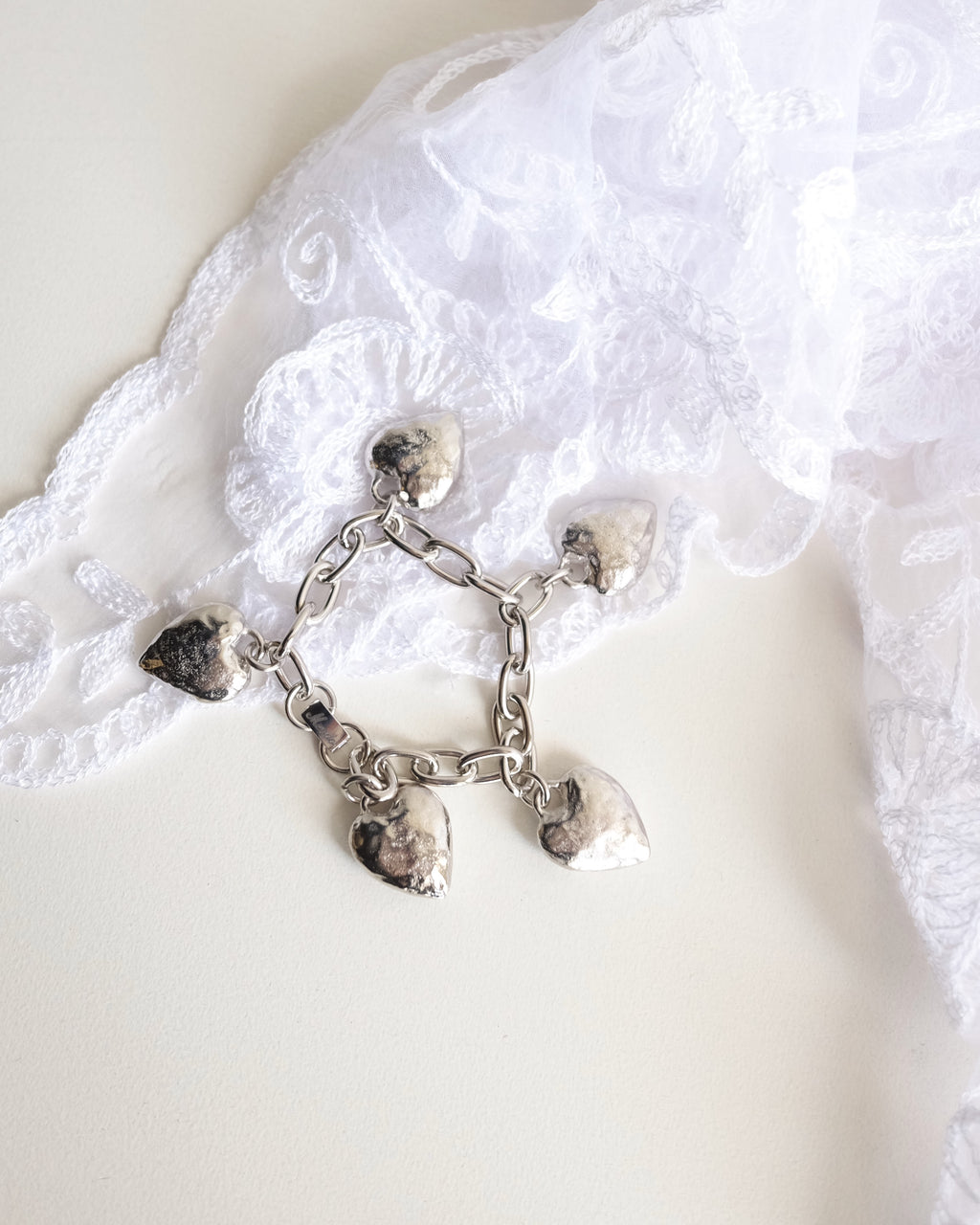 Heart Burn Bracelet, White Bronze Plate