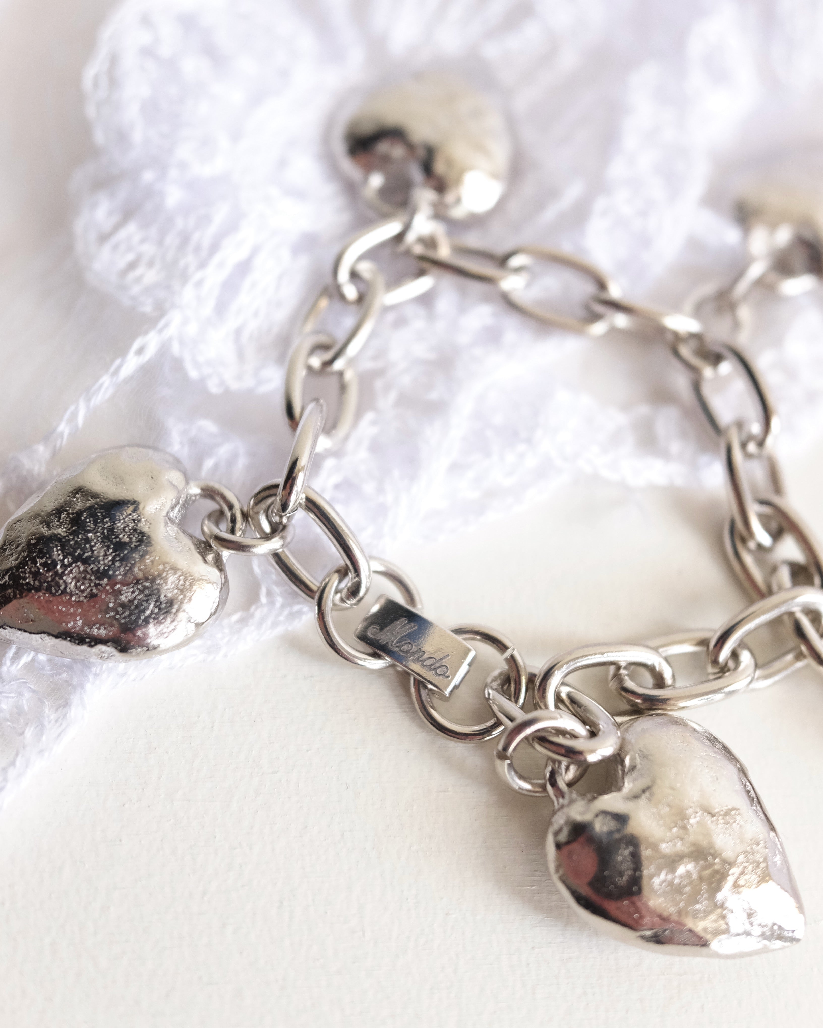 Heart Burn Bracelet, White Bronze Plate