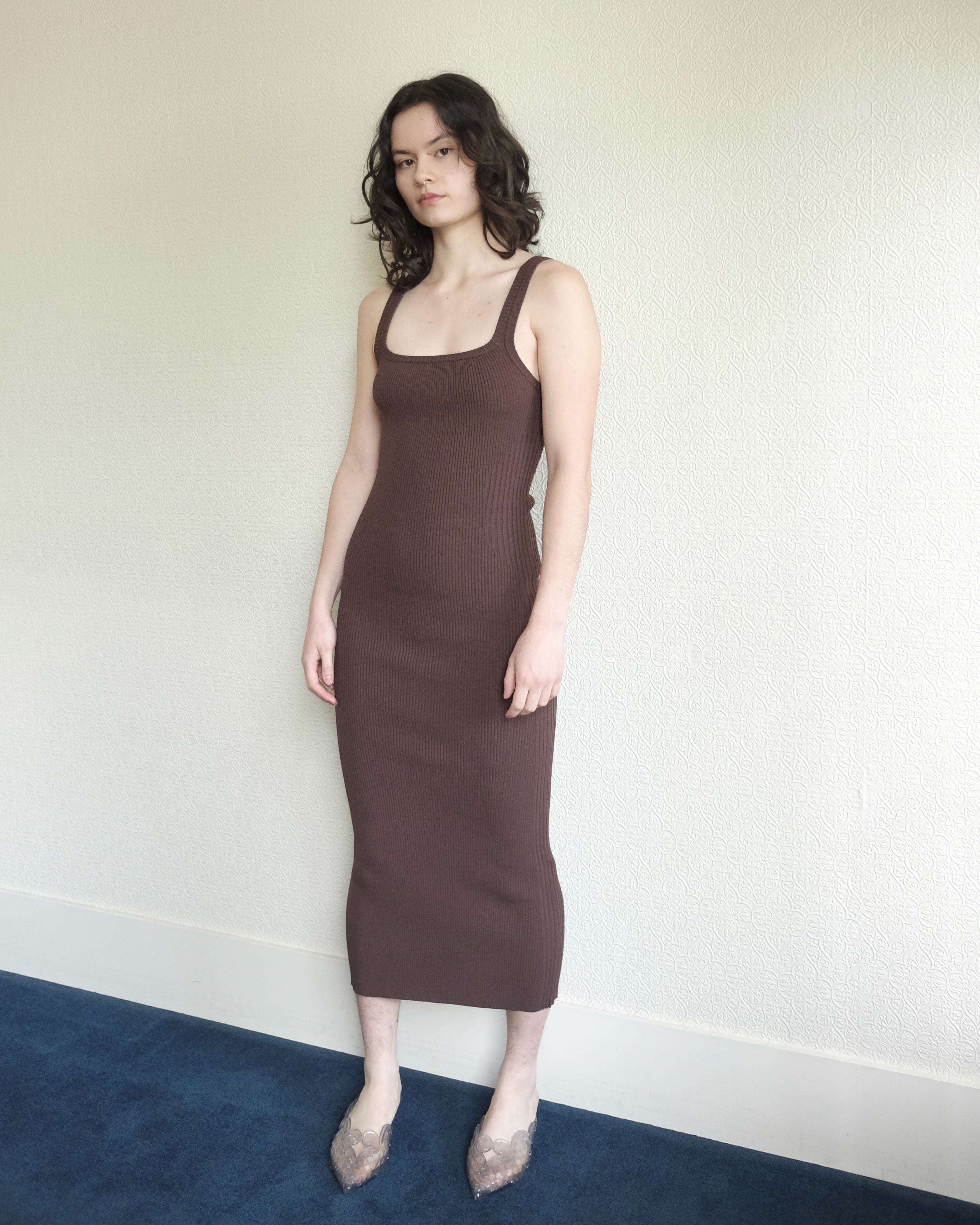 Erina Knit Dress, Coffee Brown