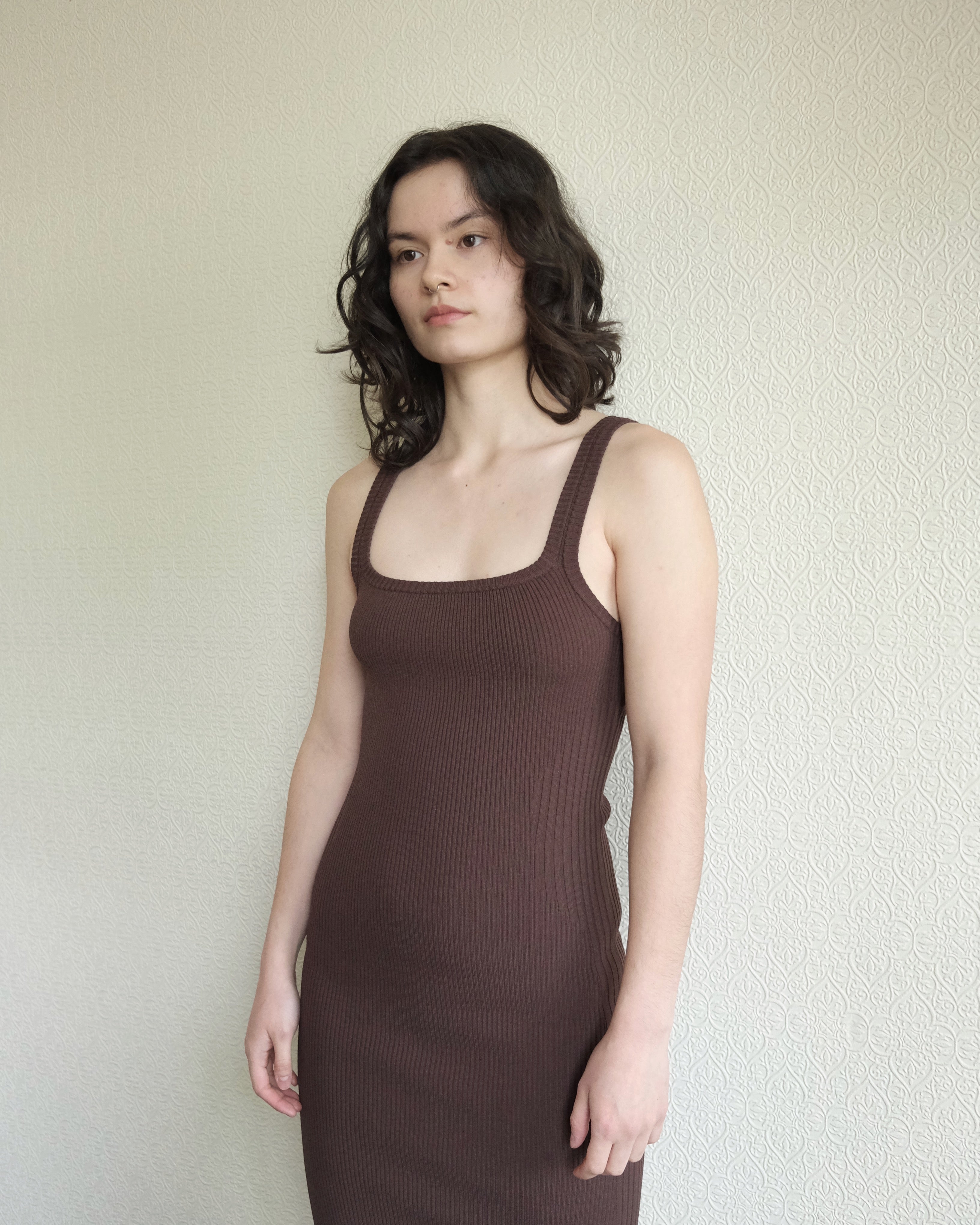 Erina Knit Dress, Coffee Brown