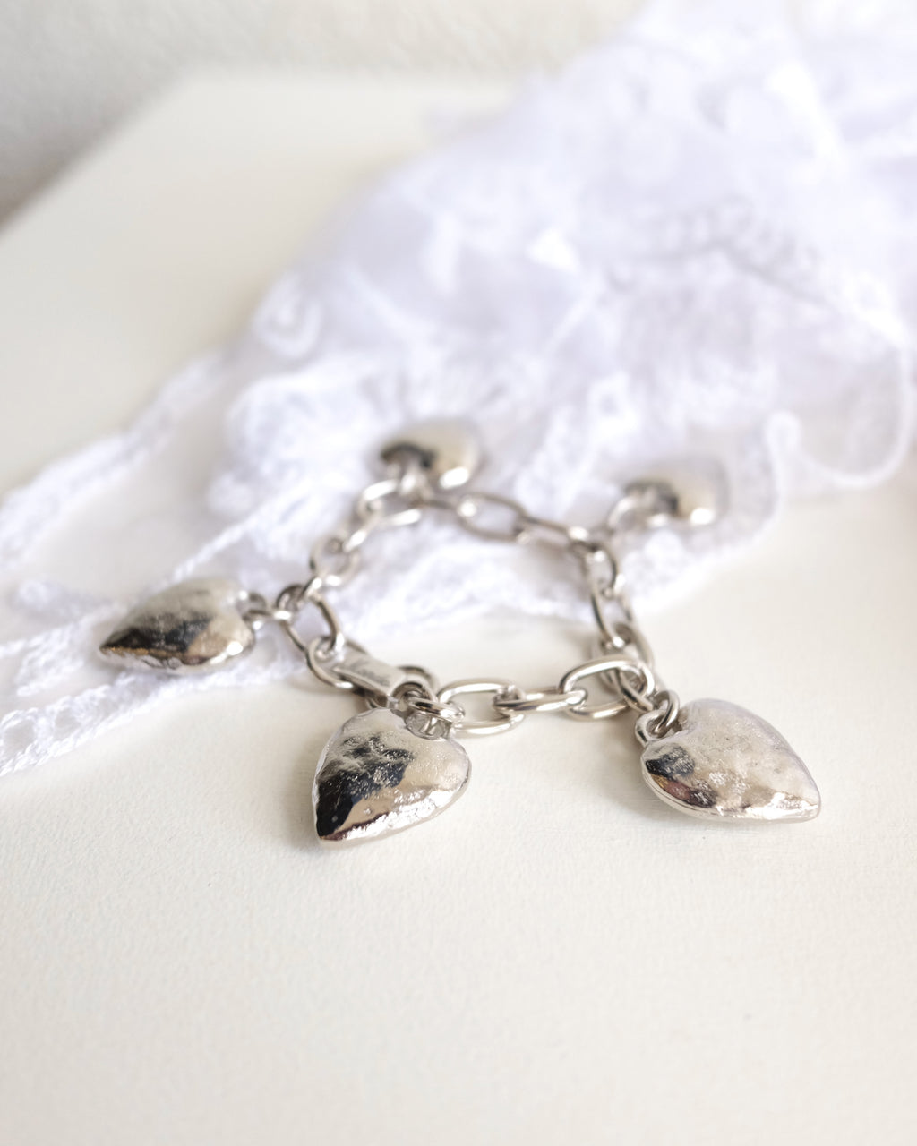 Heart Burn Bracelet, White Bronze Plate