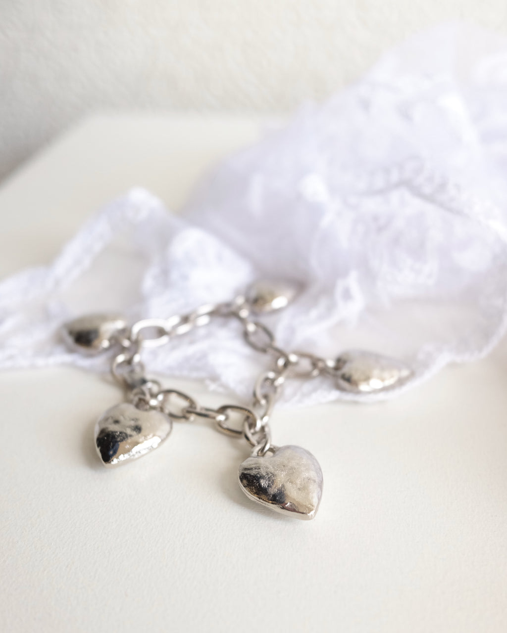 Heart Burn Bracelet, White Bronze Plate