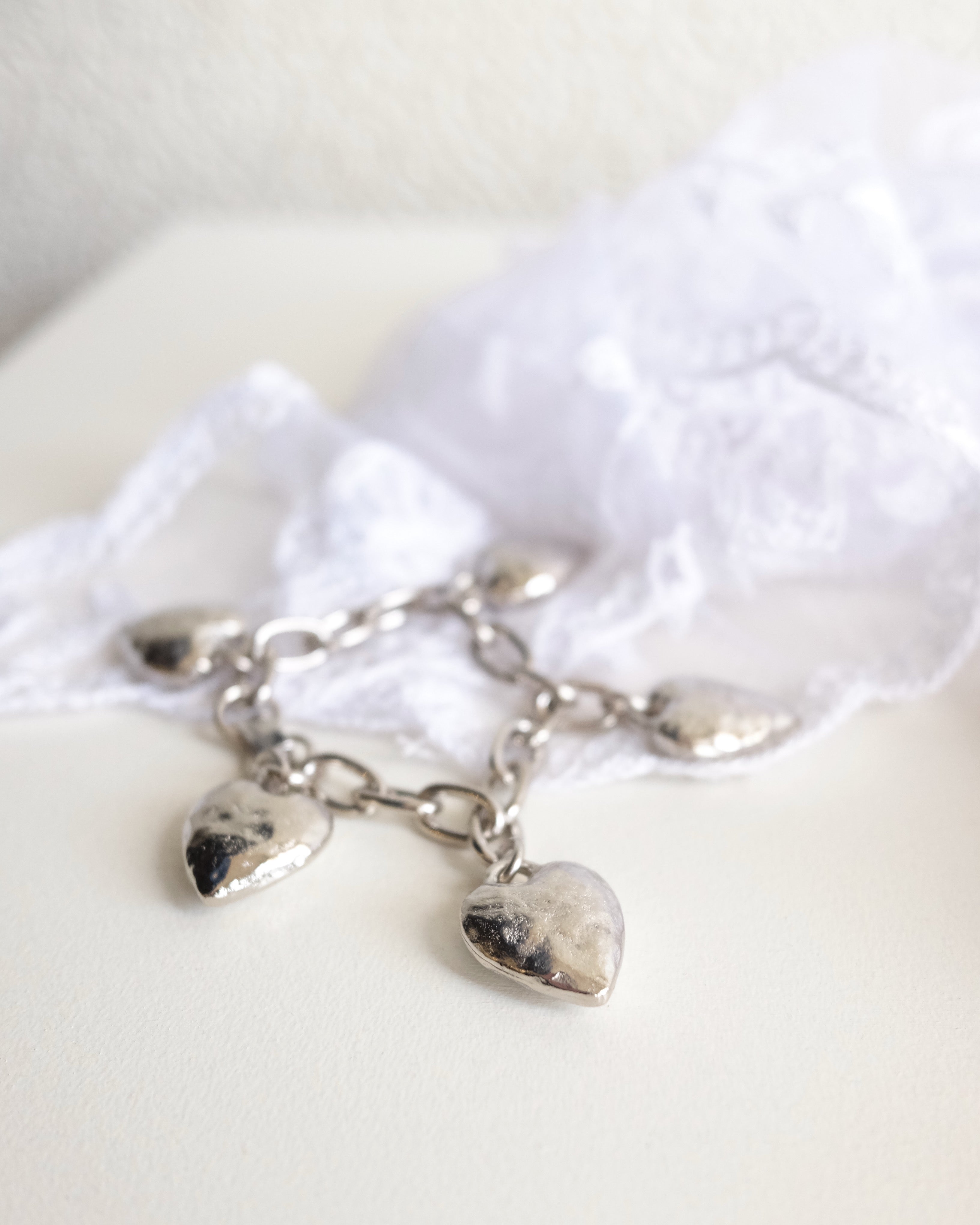 Heart Burn Bracelet, White Bronze Plate