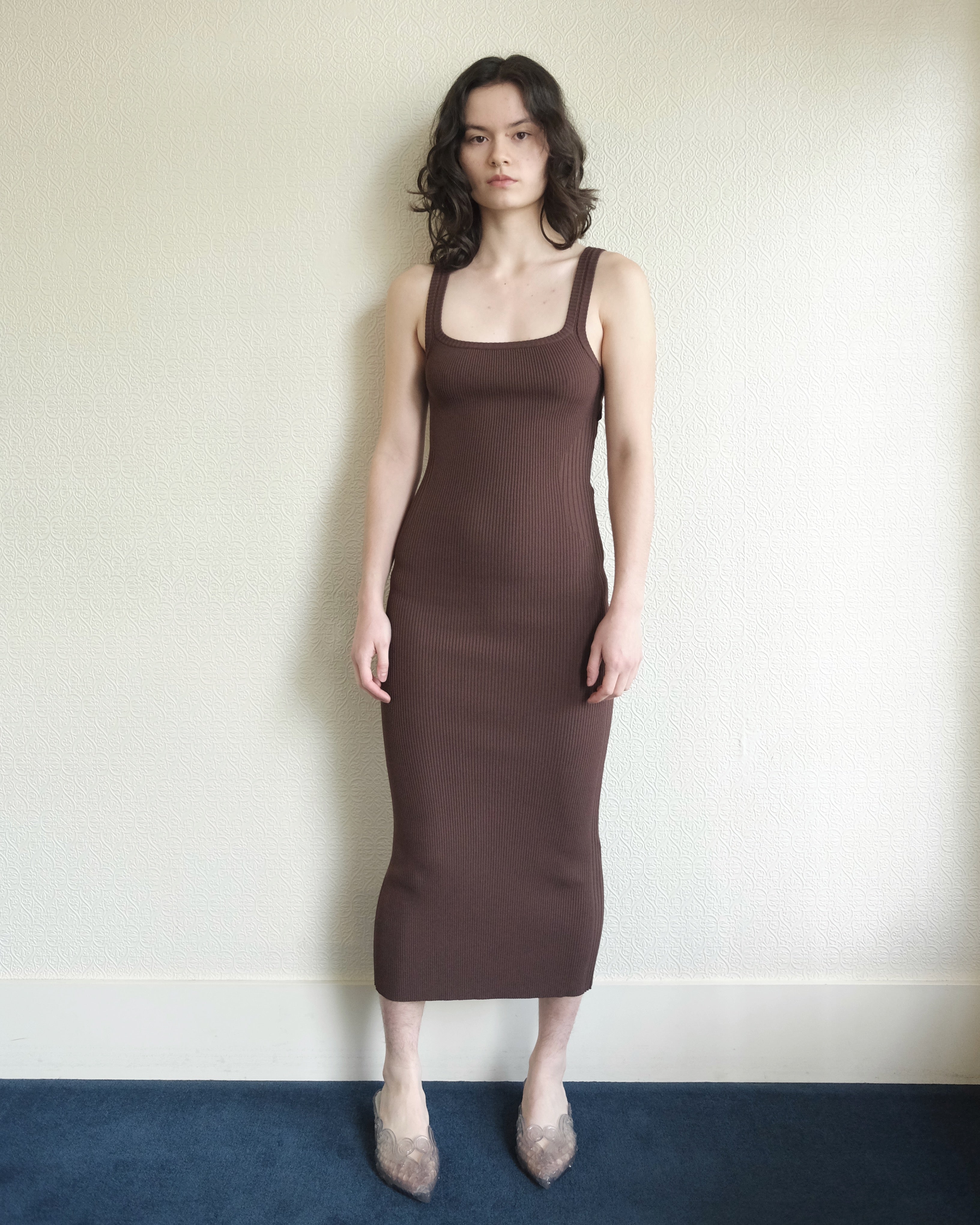 Erina Knit Dress, Coffee Brown