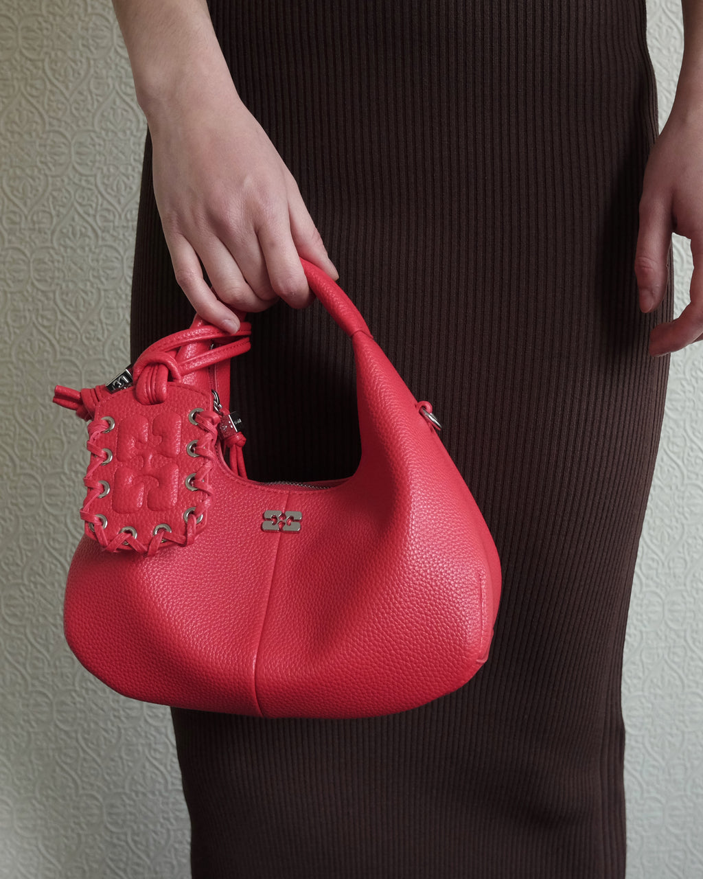 Bou Hobo Bag, Grained Red