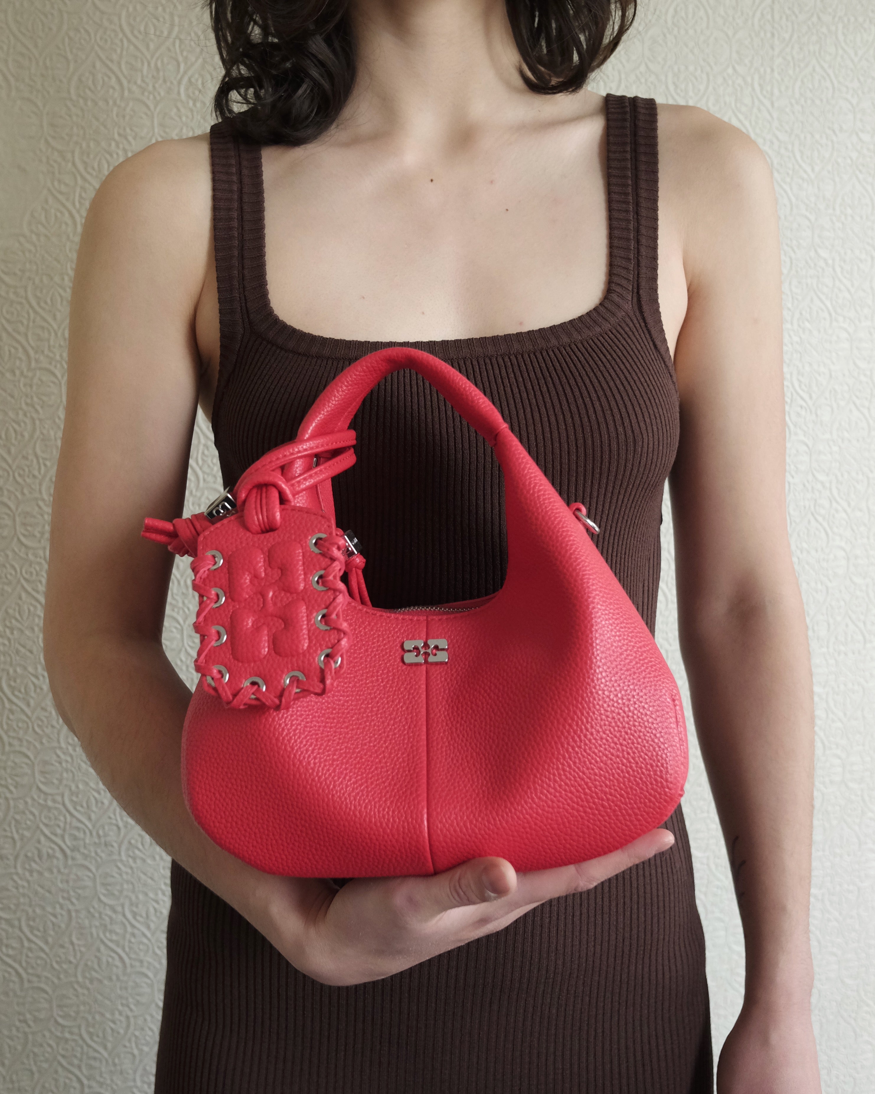 Bou Hobo Bag, Grained Red