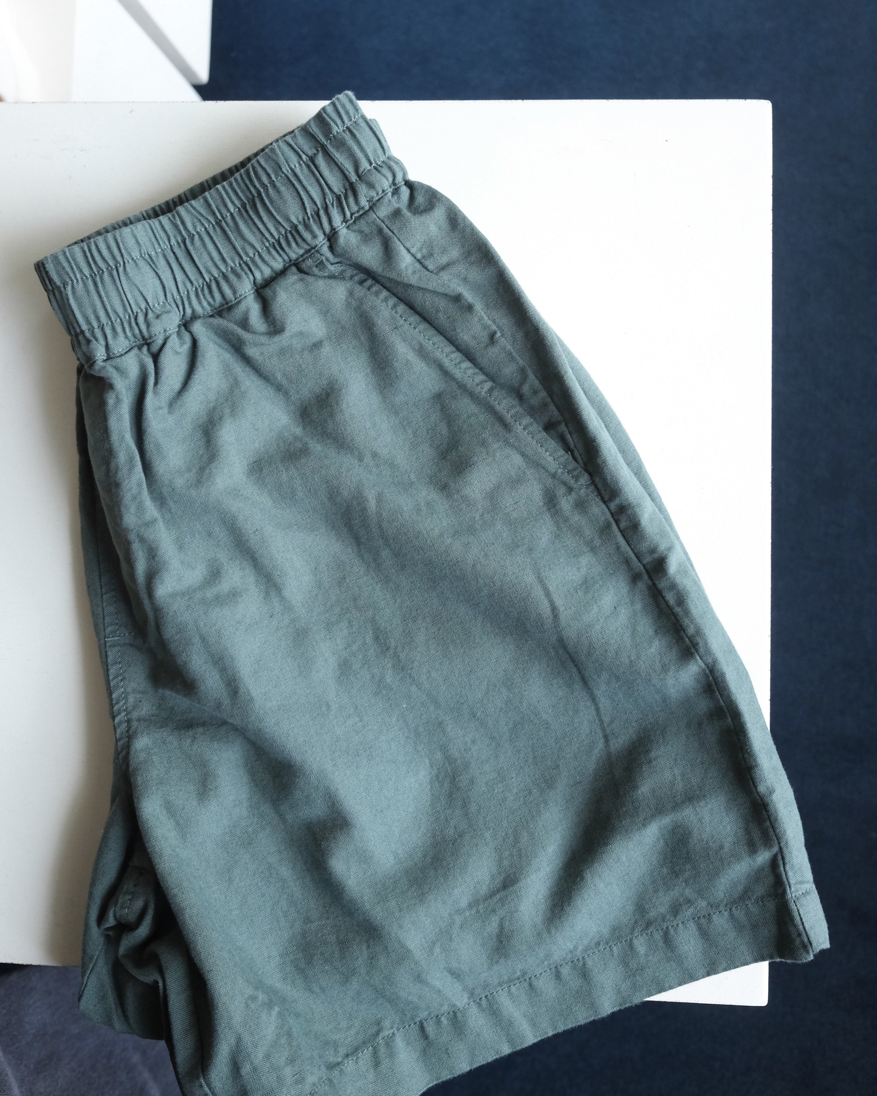 Linen Cotton Shorts, Green