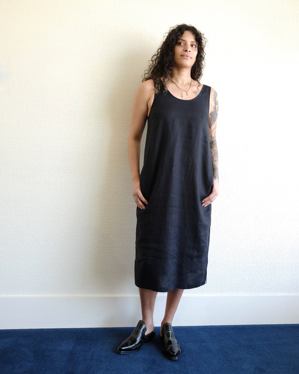 Linen Dress, Black