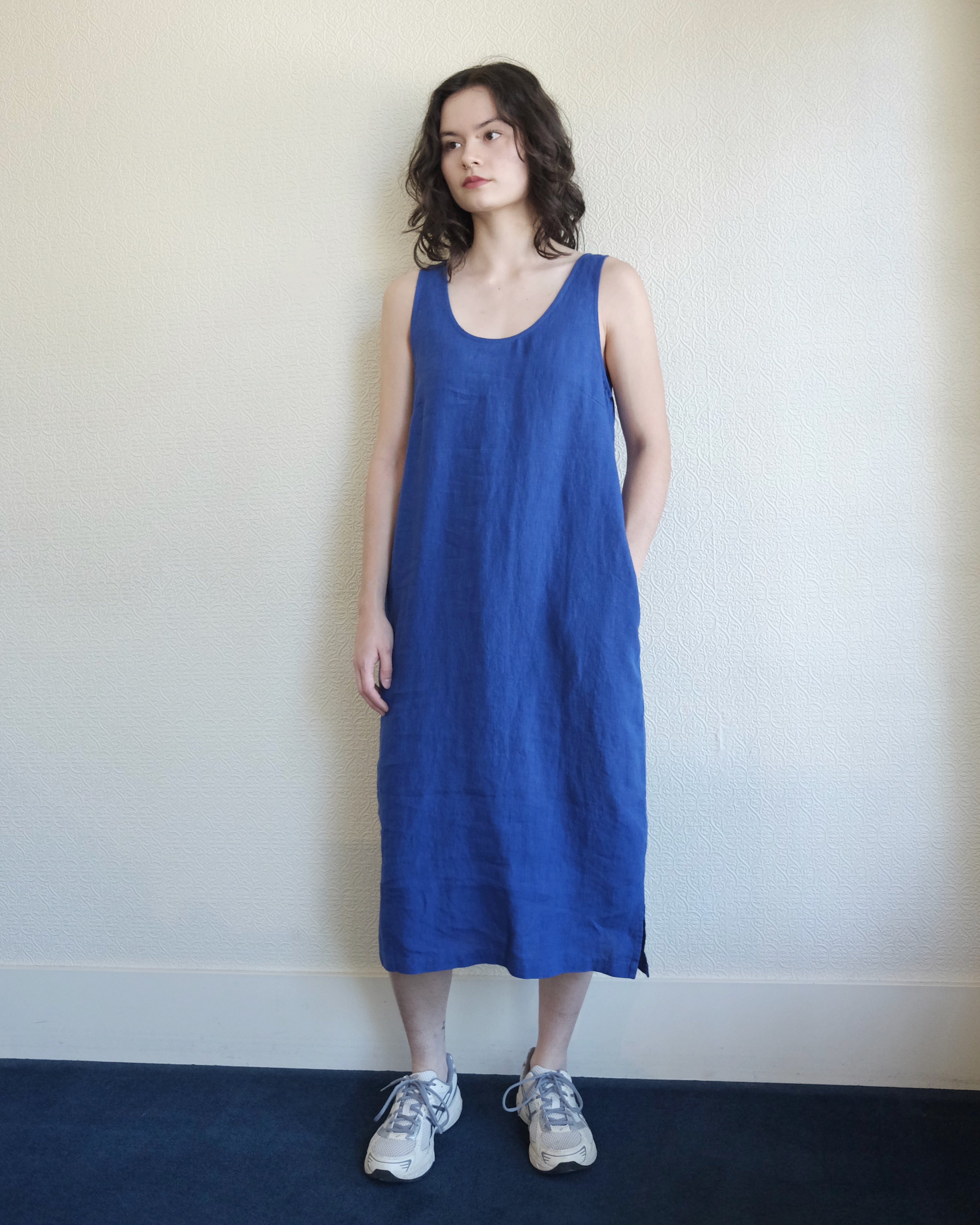 Basic Linen Shift Dress, Cobalt – Nouvelle Nouvelle
