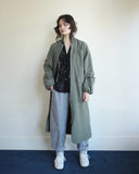 Tech Seersucker Oversize Shell Coat, Beetle Green