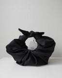 Kiku Croissant Bag, Black Satin