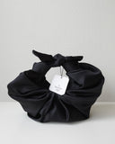 Kiku Croissant Bag, Black Satin