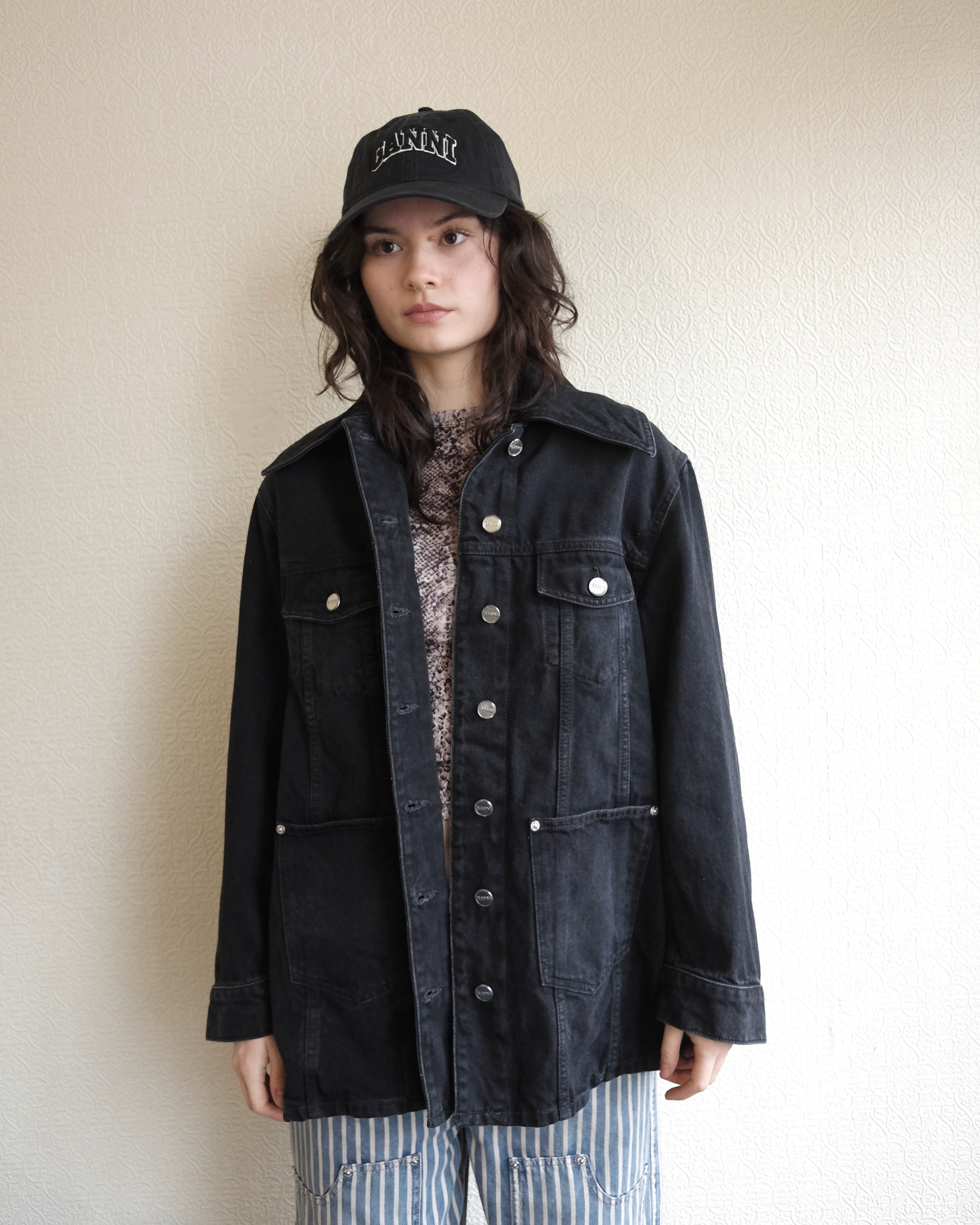 Washed Denim Jacket, Black