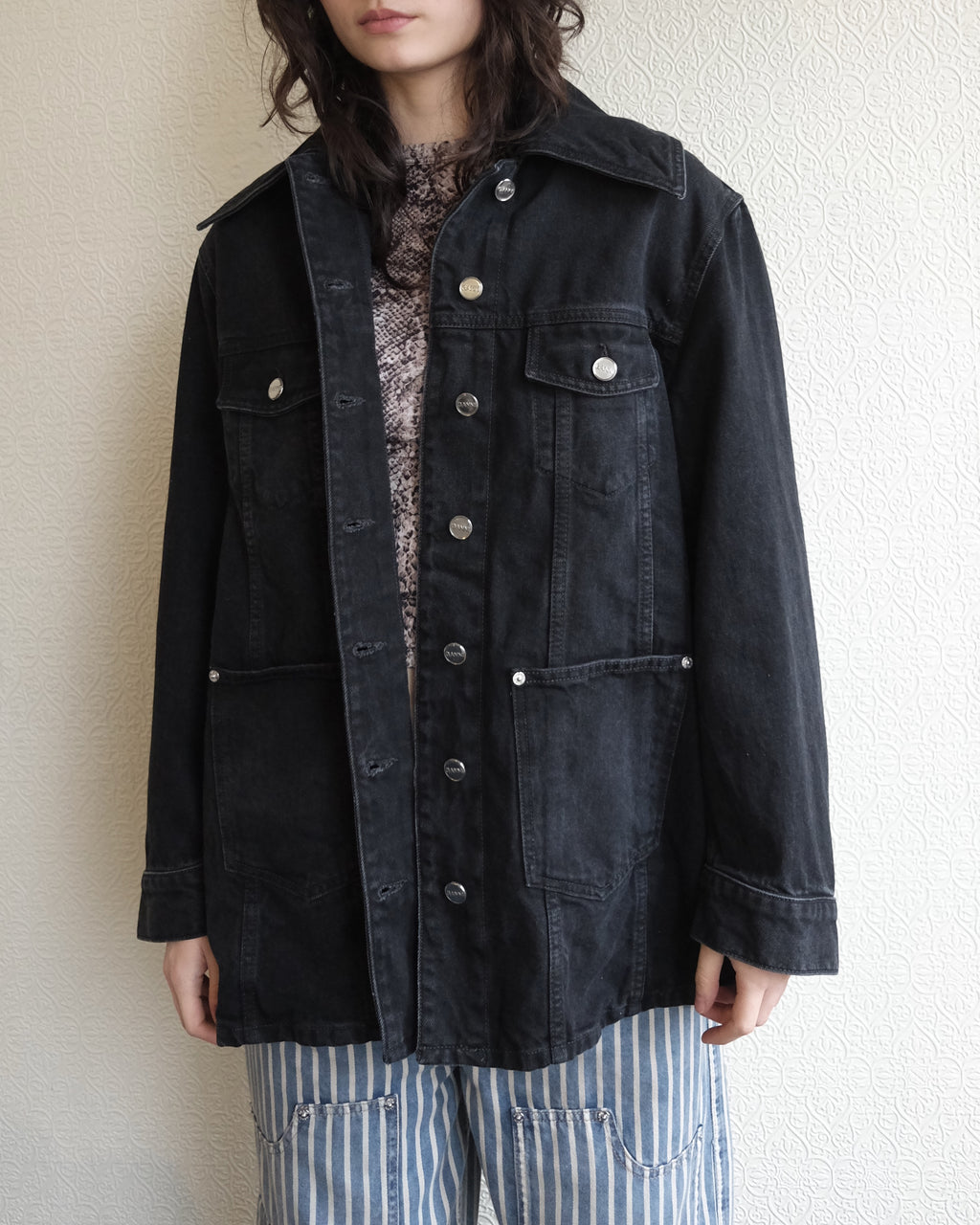 Washed Denim Jacket, Black