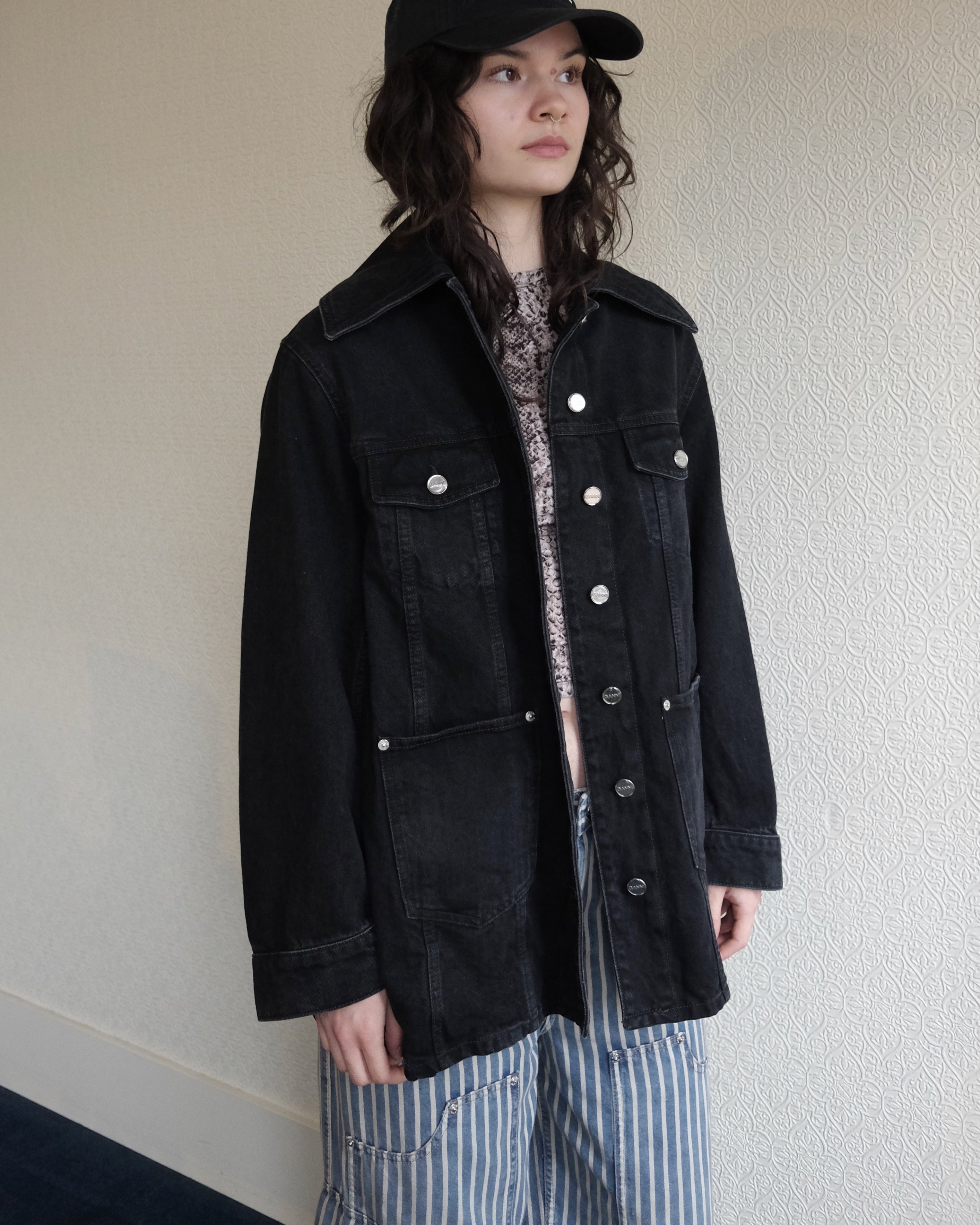 Washed Denim Jacket, Black