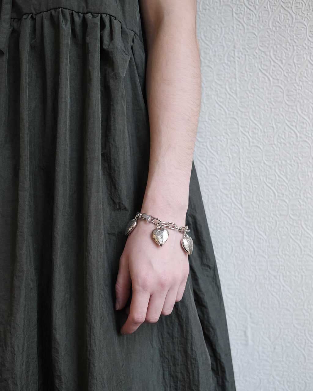 Heart Burn Bracelet, White Bronze Plate