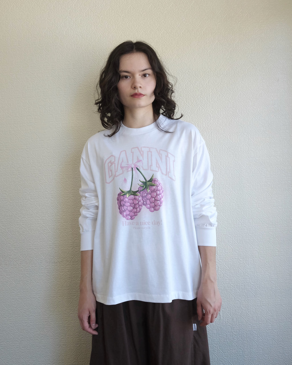 Raspberry Long Sleeve Tee, White