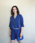 Linen Shorts, Cobalt Blue