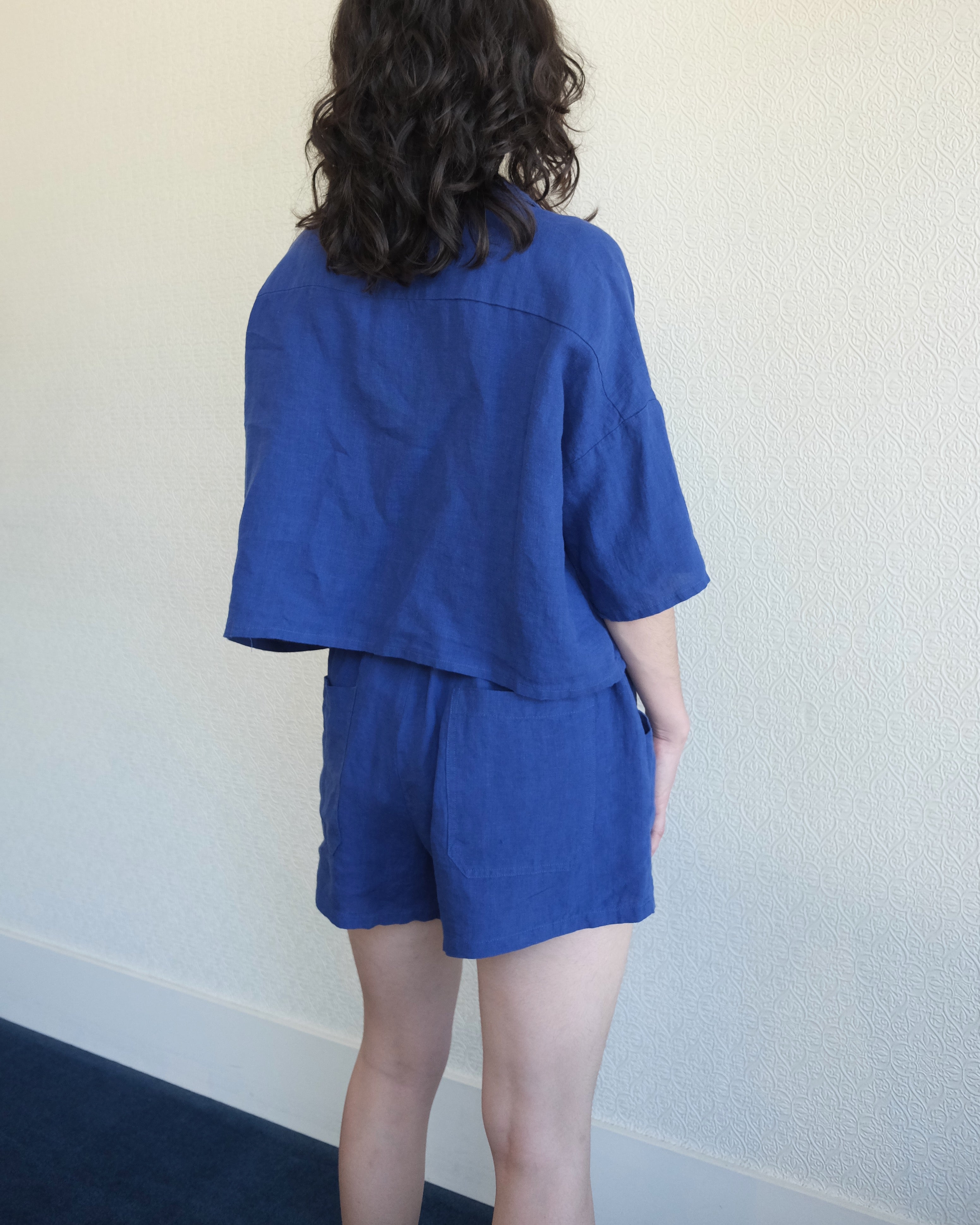 Linen Shorts, Cobalt Blue