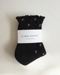Petal Ruffled Hugger Socks, Black