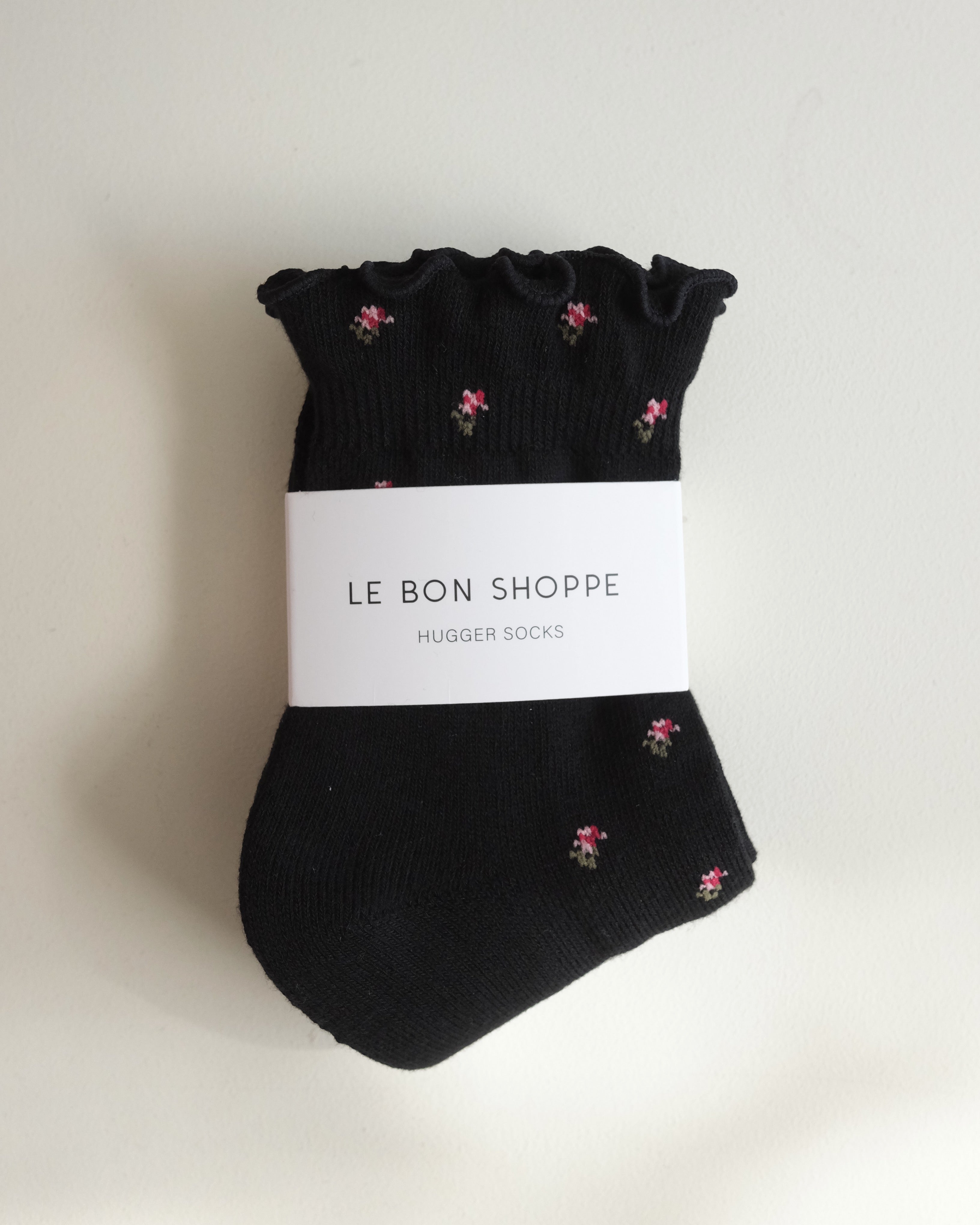 Petal Ruffled Hugger Socks, Black