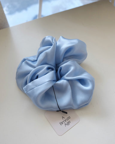 Oversize Silk Scrunchie, Sky Blue Silk