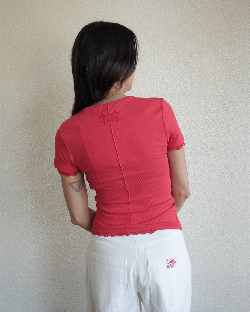 Paige V Neck Tee, Red