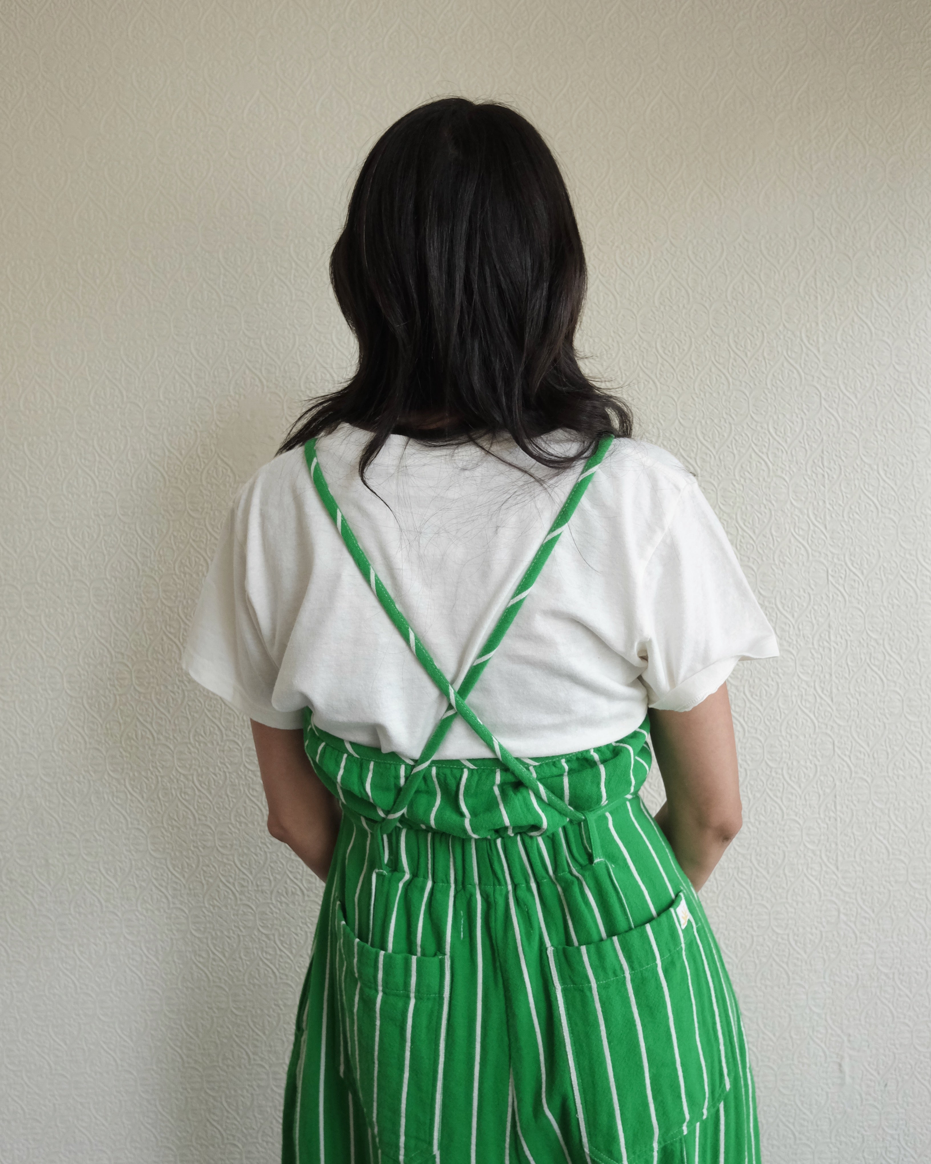 Tomasin Overalls, Green Stripe