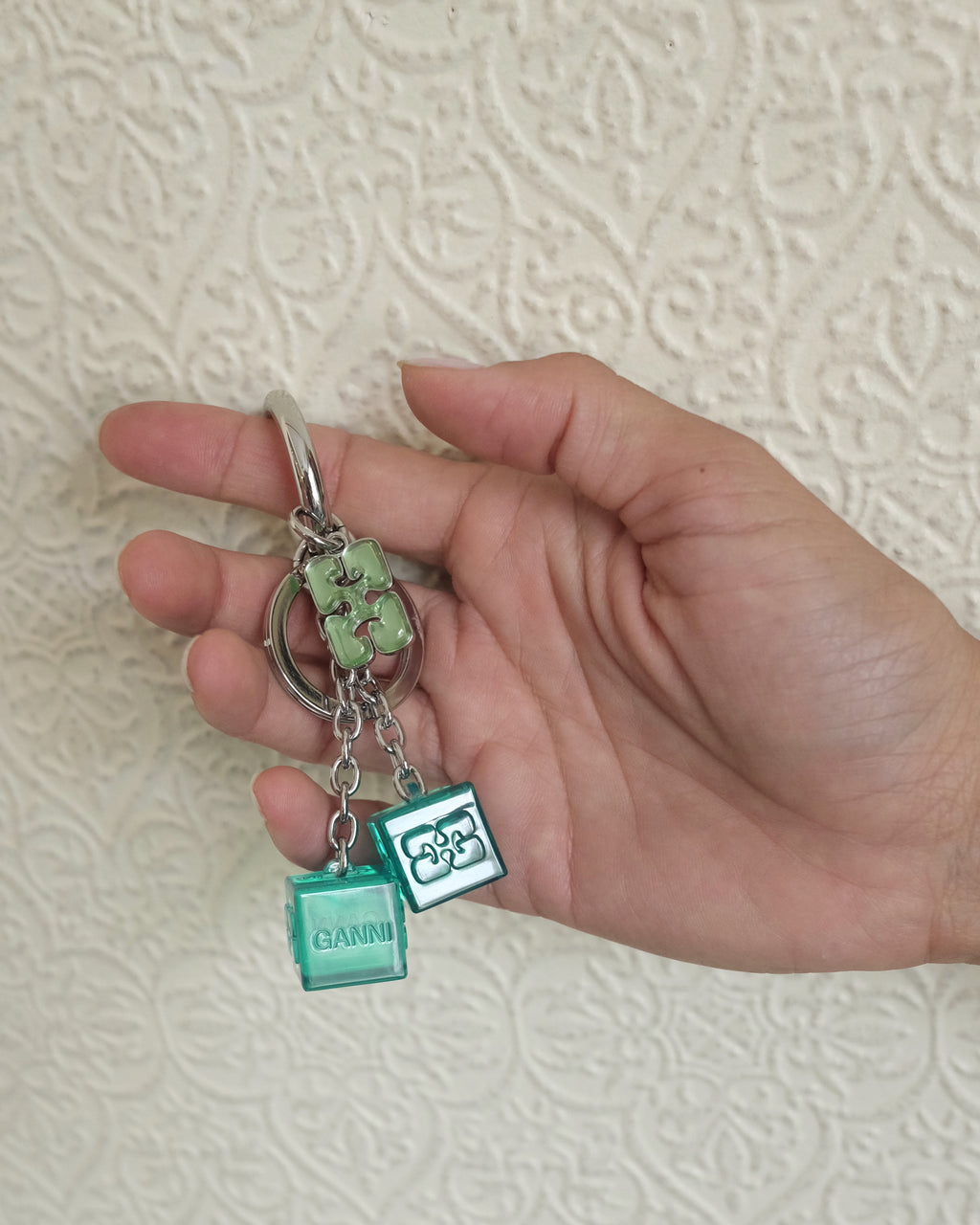 Dice Charm Keychain, Scuba Blue