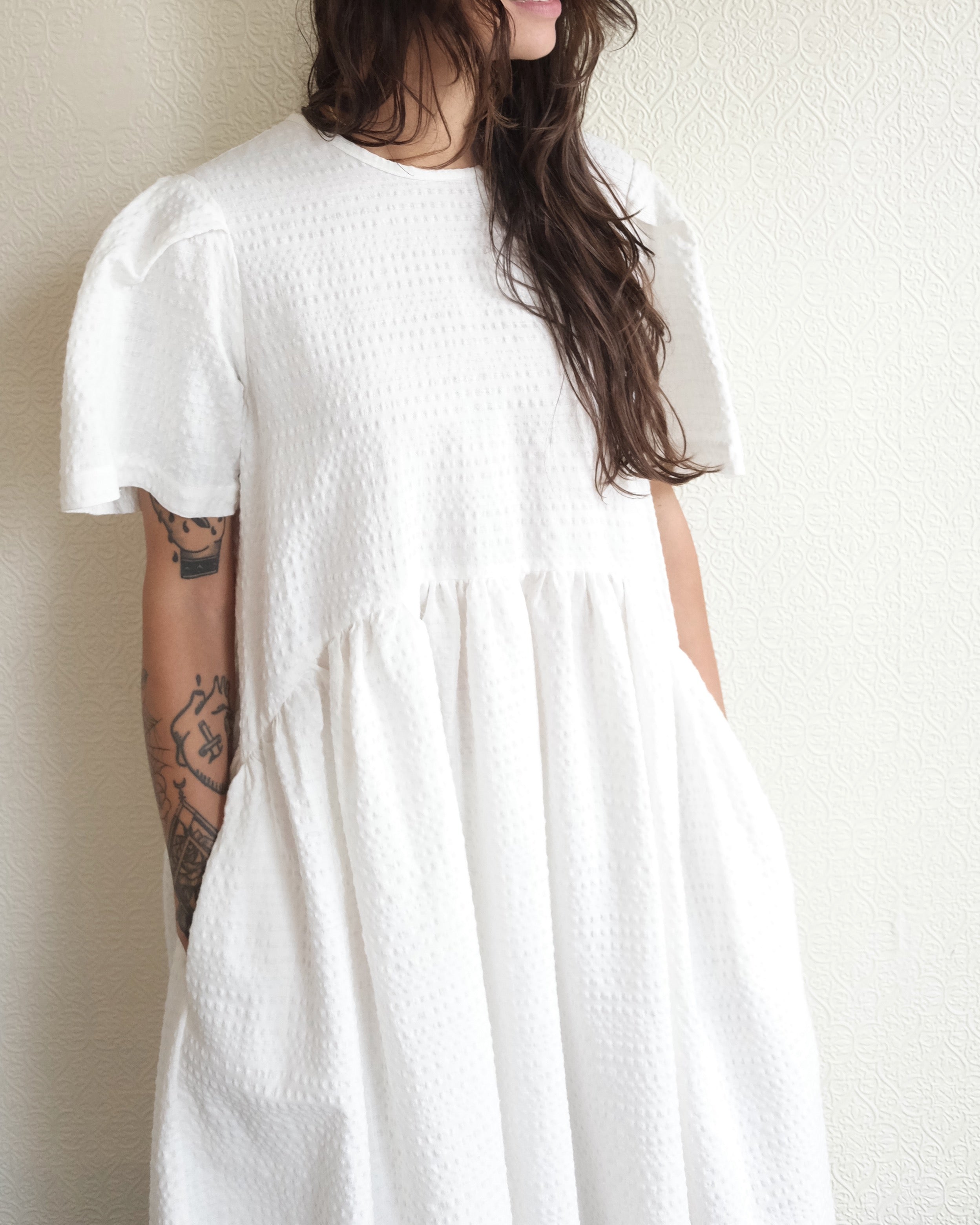 Spring Garden Dress, White Cotton