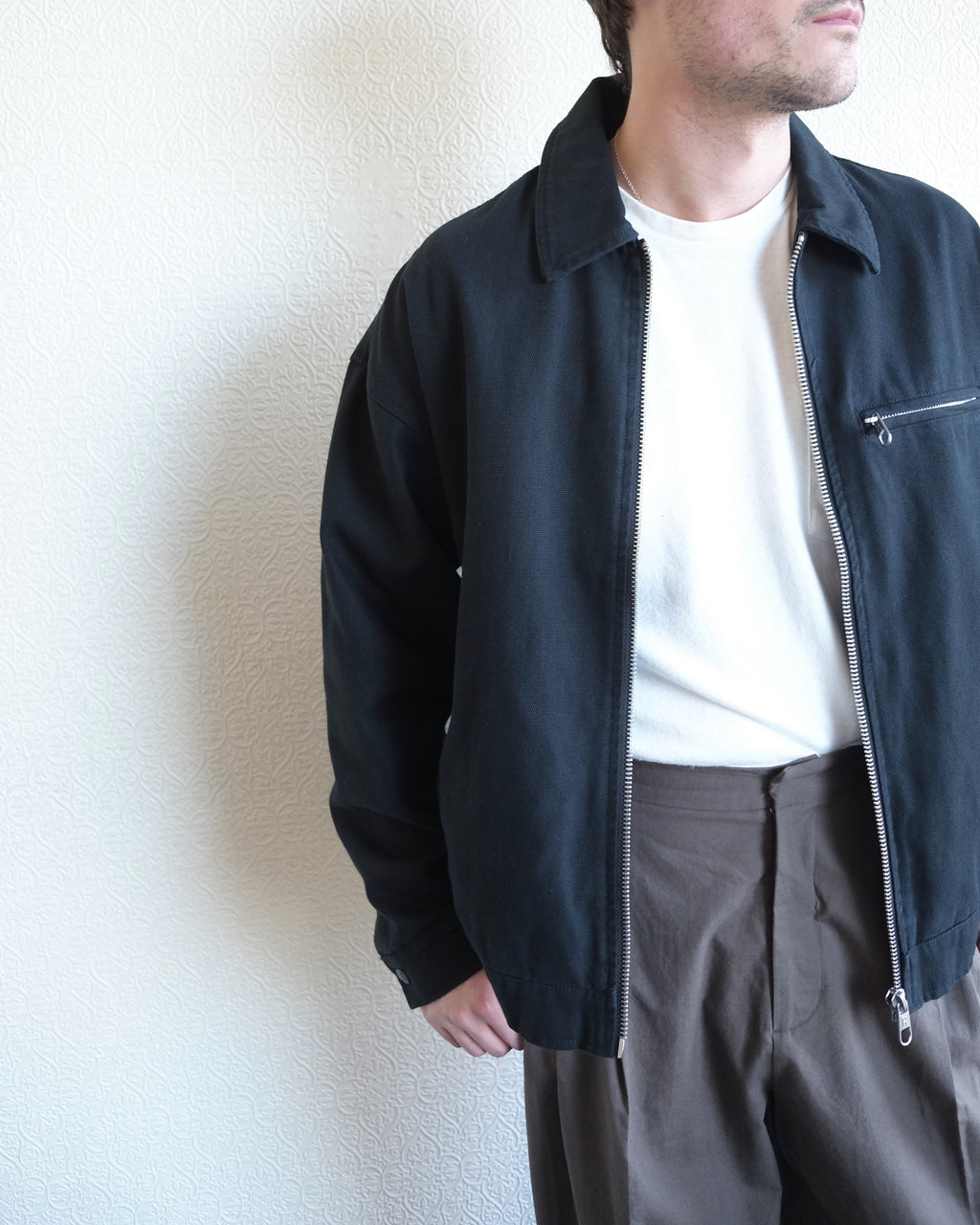 Short Jacket, Black Organic Cotton