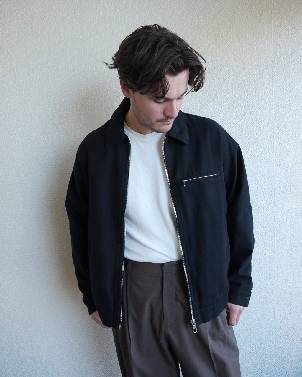 Short Jacket, Black Organic Cotton