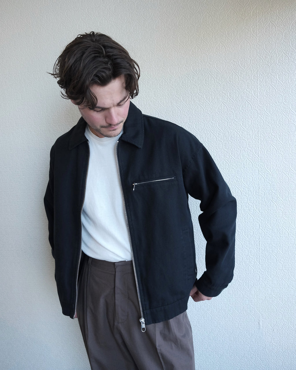 Short Jacket, Black Organic Cotton