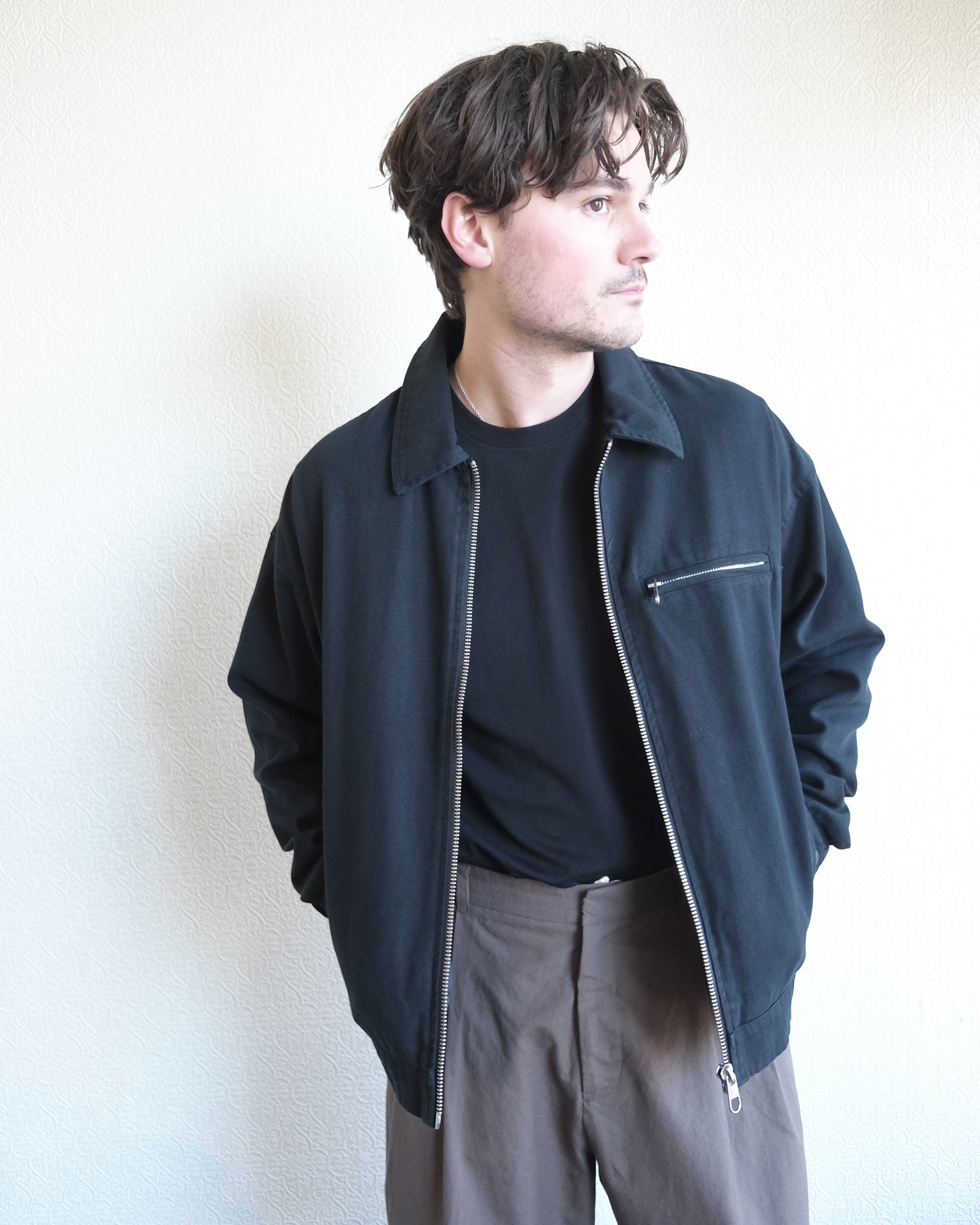 Short Jacket, Black Organic Cotton