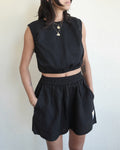 Linen Shorts, Black