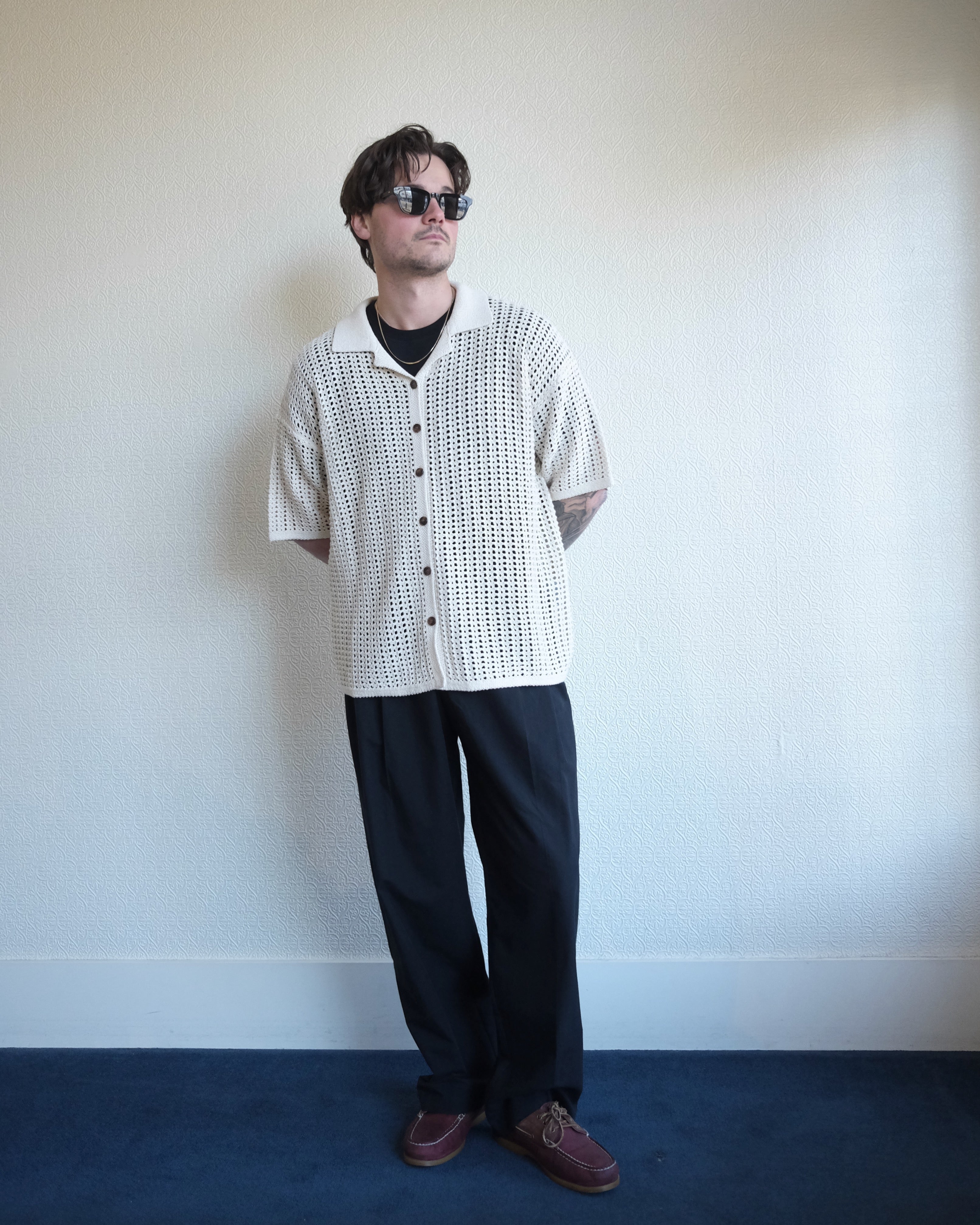 Inflect Crochet Shirt, Ecru