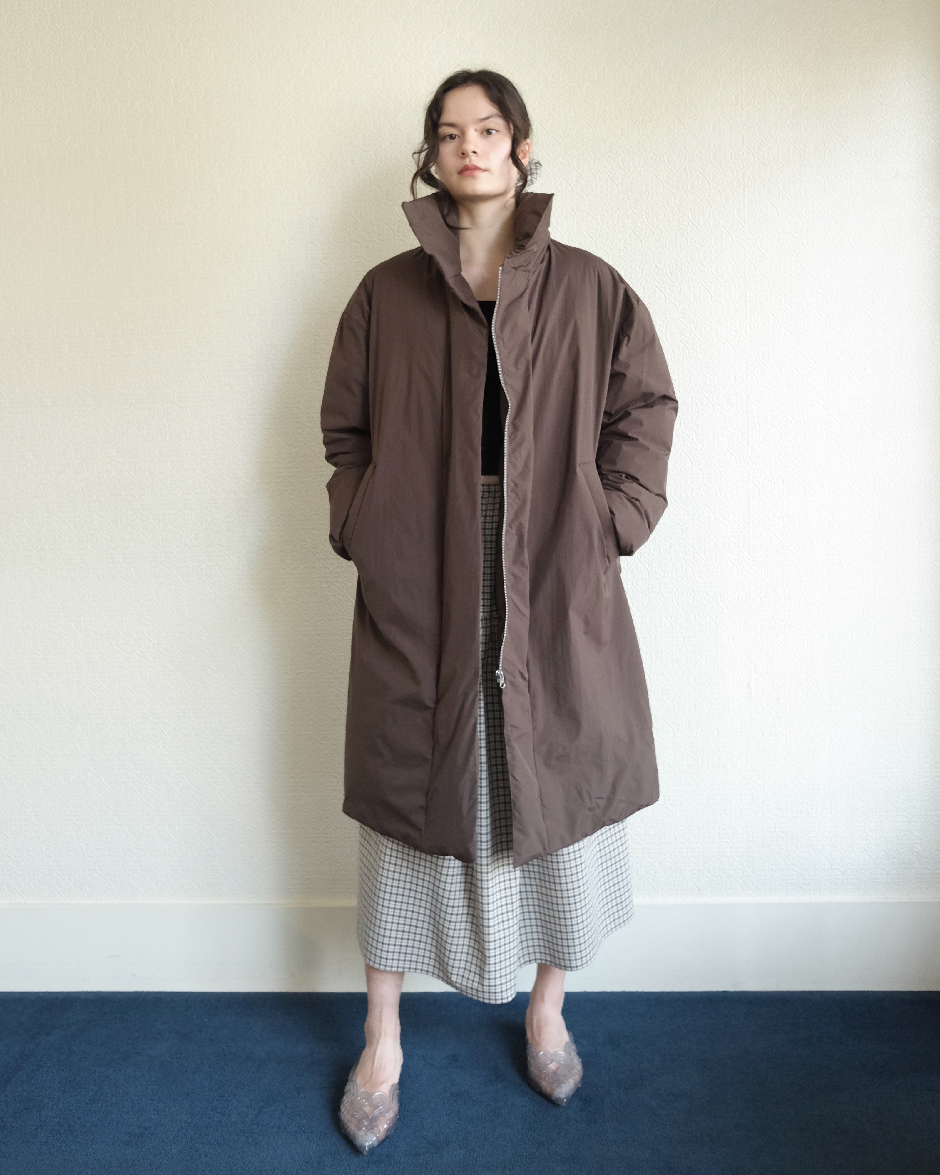 Floating Puffa Coat, Dark Chocolate