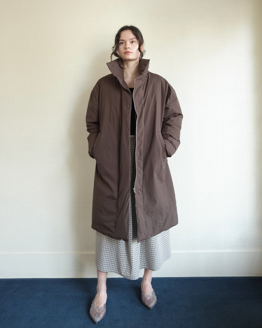Floating Puffa Coat, Dark Chocolate